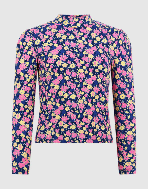 Langarmshirt mit Blumenmuster, dunkelblau/rosa SHOEBY GIRLS