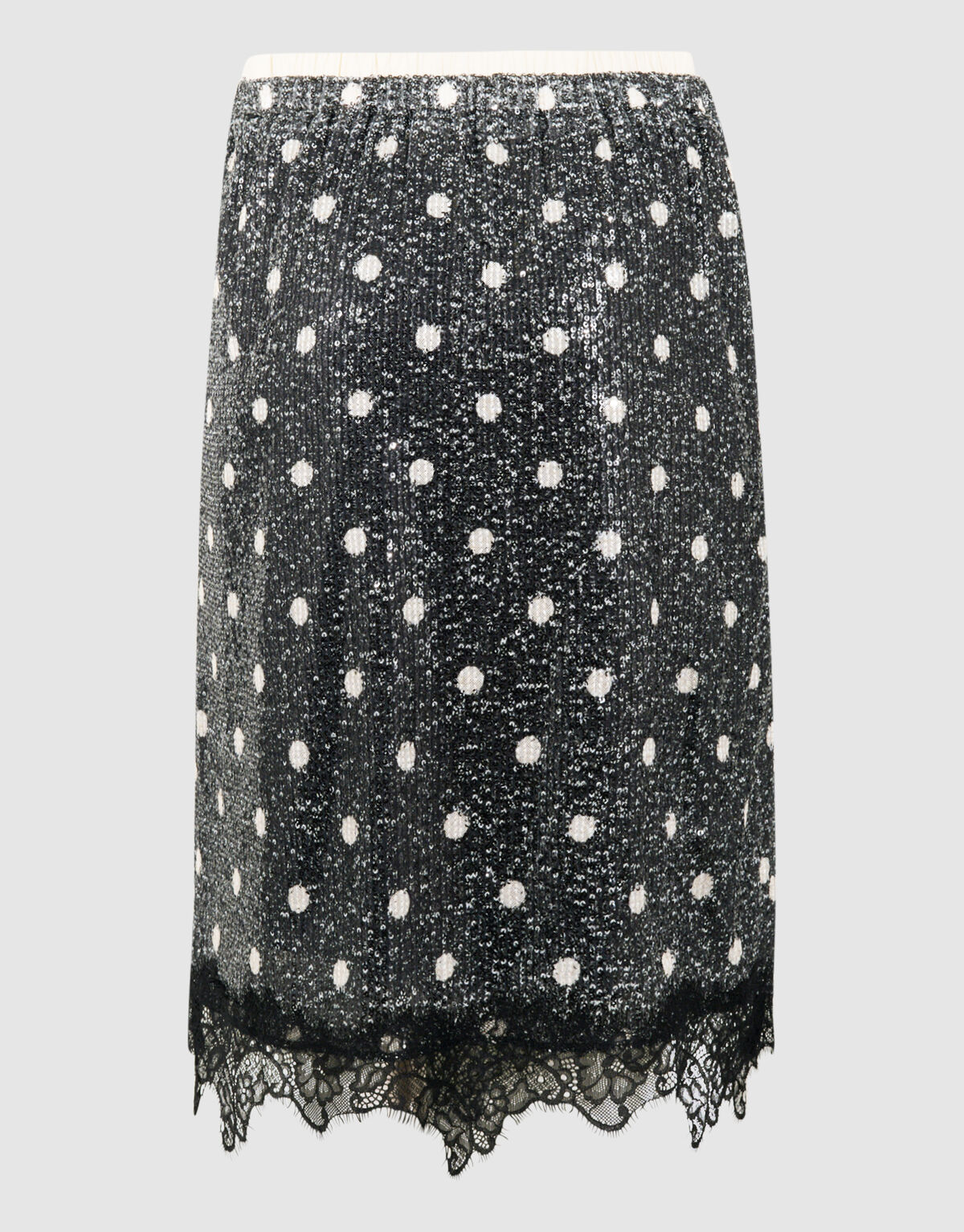 Sequin Polkadot Midi Rock Dunkelgrau SHOEBY WOMEN