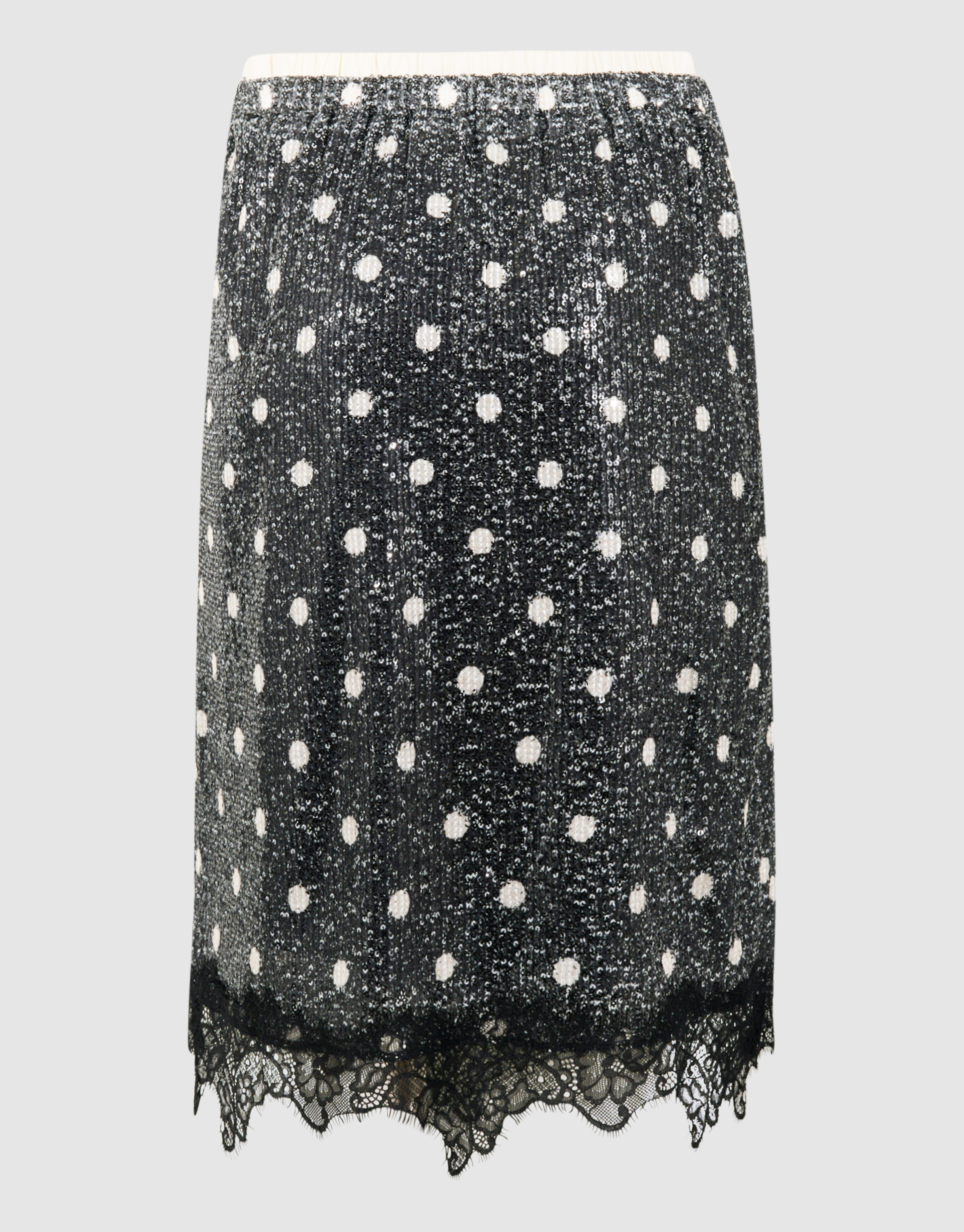 Sequin Polkadot Midi Rock Dunkelgrau SHOEBY WOMEN