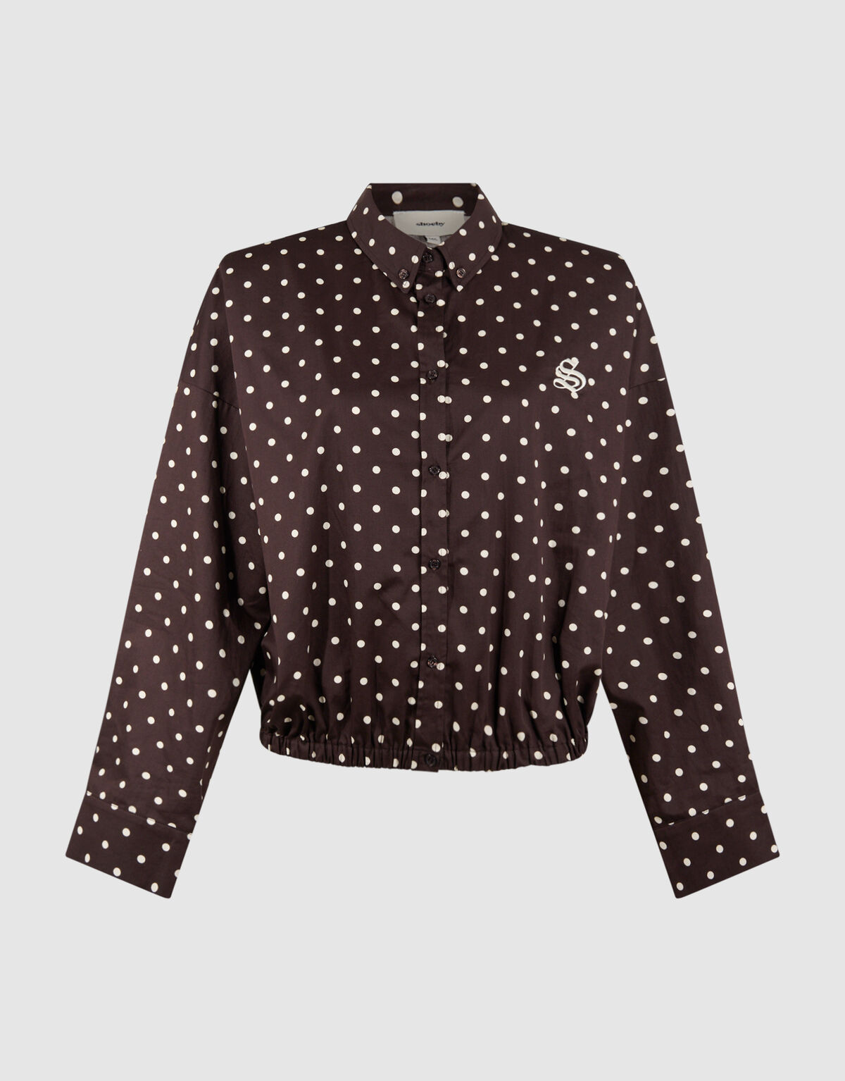 Dunkelbraune Bluse mit Polka-Dots SHOEBY WOMEN