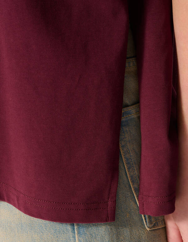 Split-T-Shirt Dunkelrot SHOEBY WOMEN