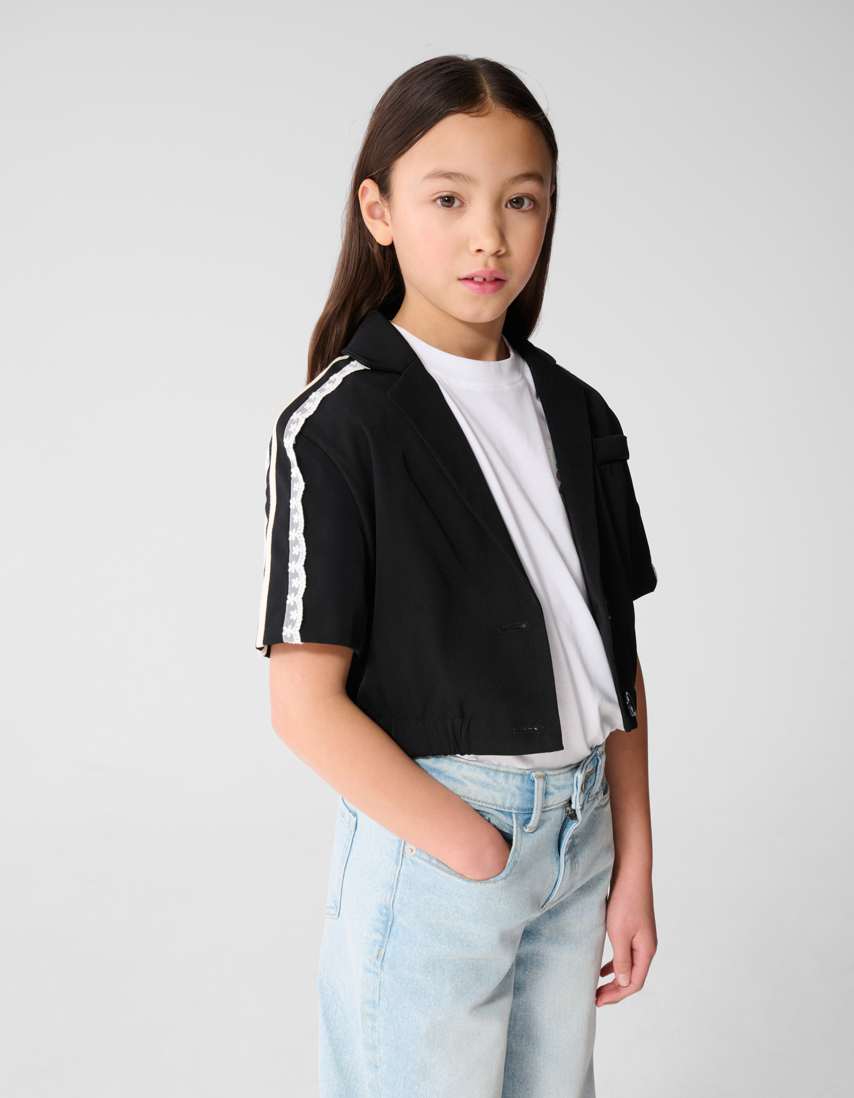 Gek&uuml;rzter Kantenblazer Schwarz SHOEBY GIRLS