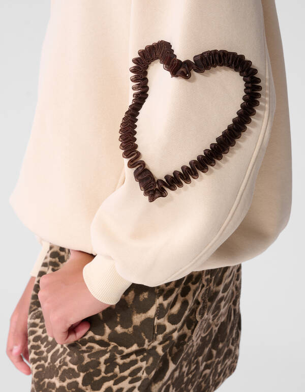 Balloon Fit Heart Pullover Gebrochenem Wei&szlig; SHOEBY GIRLS