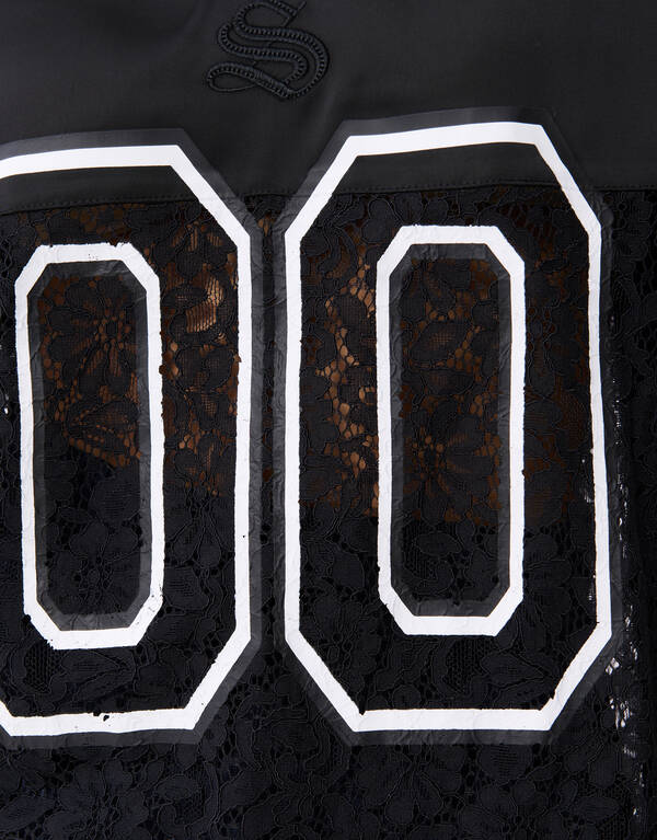 &Uuml;bergro&szlig;es Kanten Baseball-T-Shirt Zwart SHOEBY WOMEN