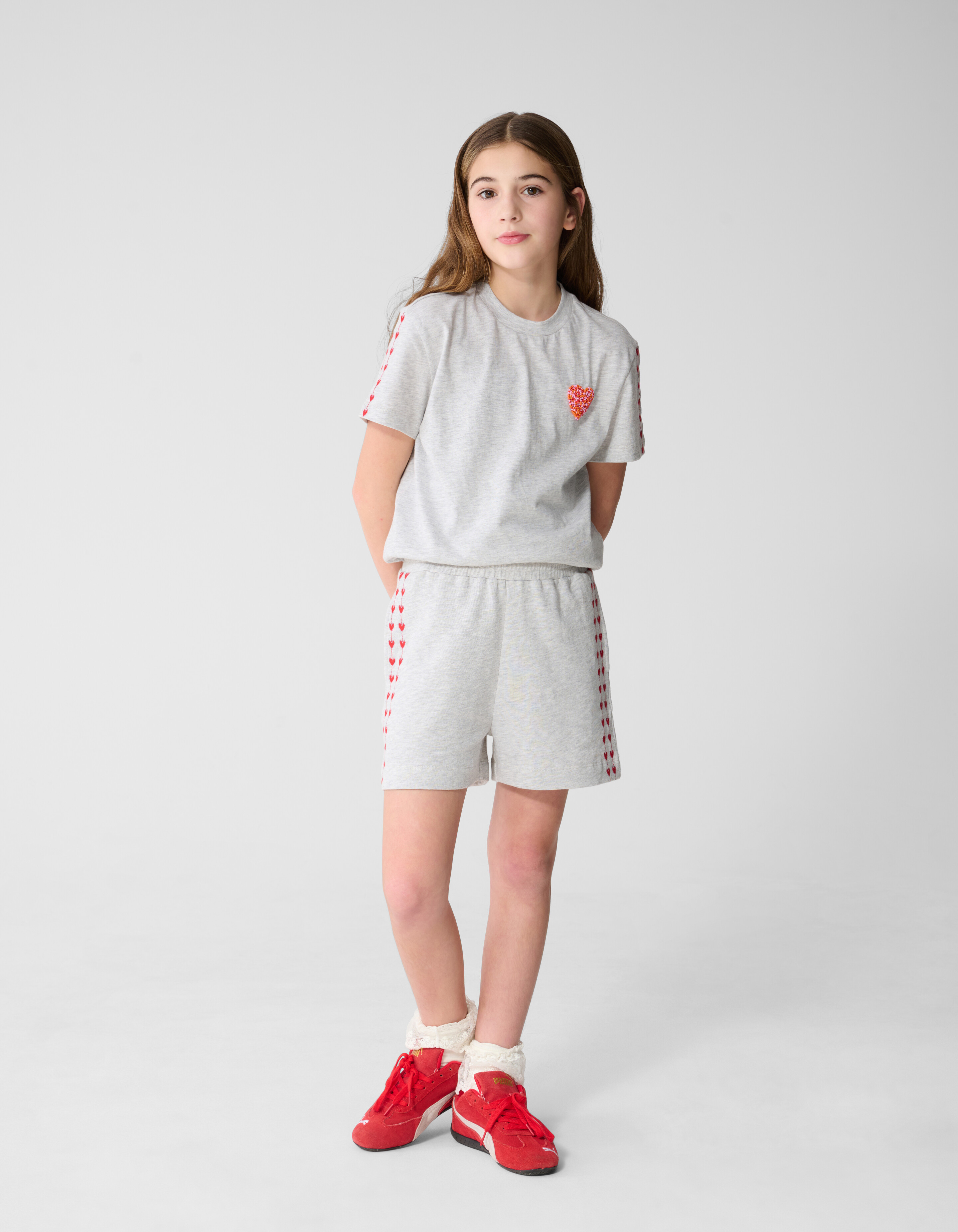 Heart Artwork T-Shirt Hellgrau SHOEBY GIRLS