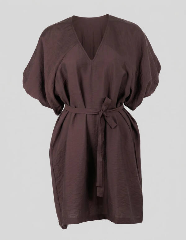 V-Ausschnitt Mini Kleid Braun SHOEBY WOMEN