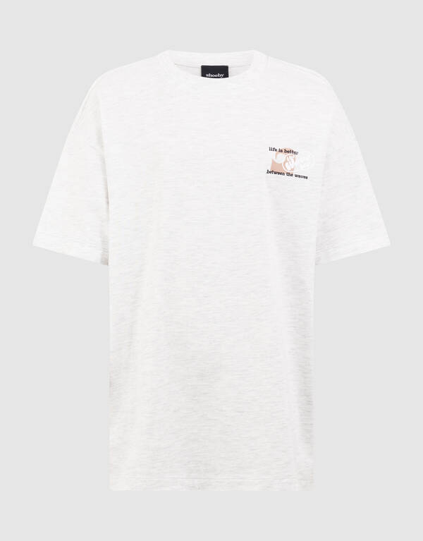 Oversized Waves Artwork T-Shirt Hellgrau SHOEBY BOYS