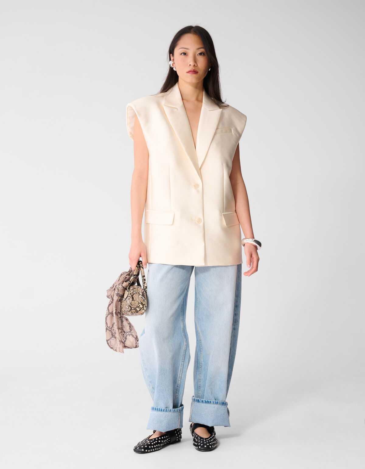 Oversized-Blazer ohne &Auml;rmel, gebrochenes Wei&szlig; SHOEBY WOMEN