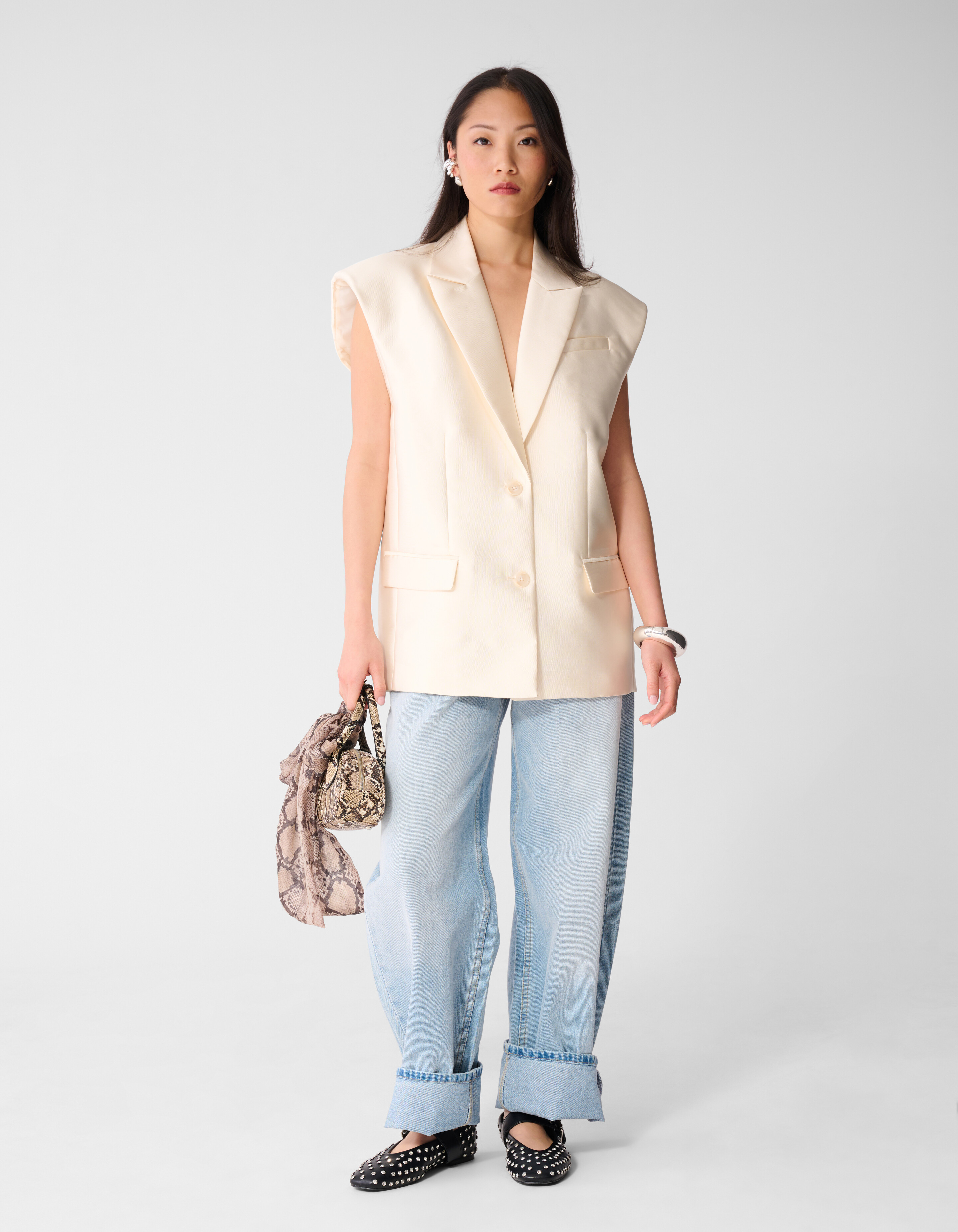 Oversized-Blazer ohne &Auml;rmel, gebrochenes Wei&szlig; SHOEBY WOMEN