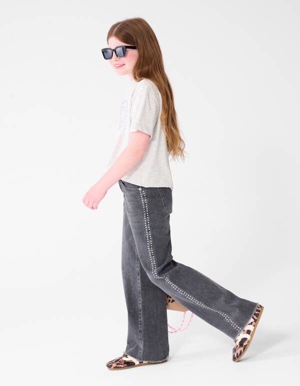 Schwarze Jeans mit Nieten und weitem Bein SHOEBY GIRLS