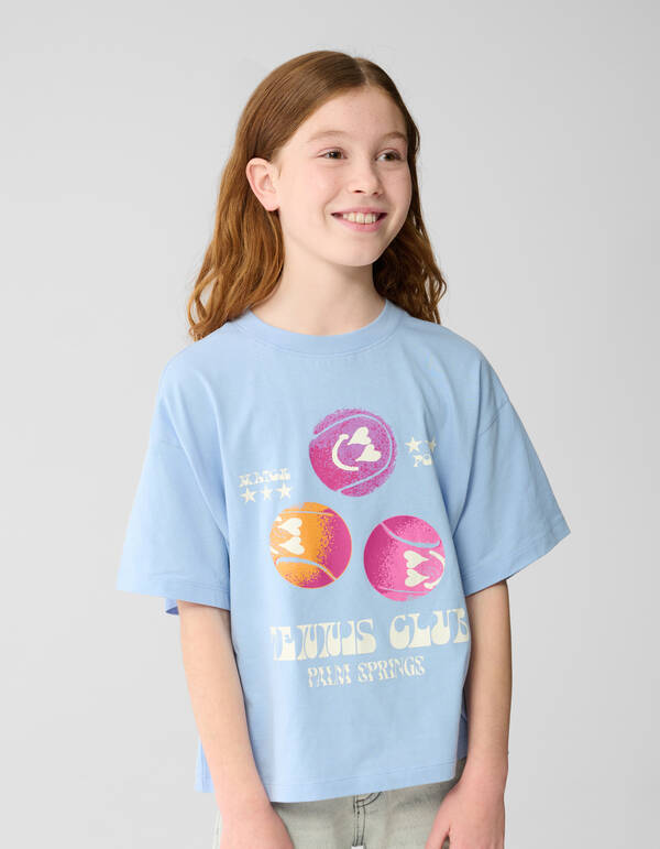 Tennis Artwork T-Shirt Blau SHOEBY GIRLS