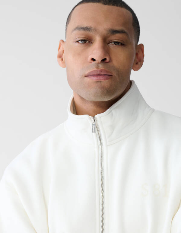 Pullover mit halbem Rei&szlig;verschluss in Off White SHOEBY MEN