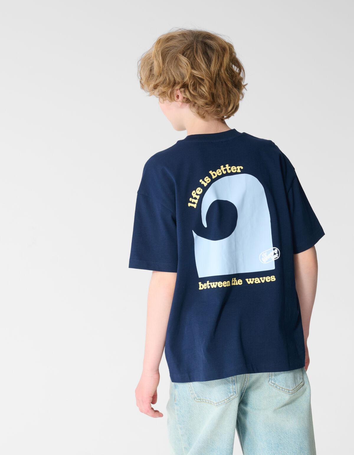 Oversized Waves Artwork T-Shirt Dunkelblau SHOEBY BOYS