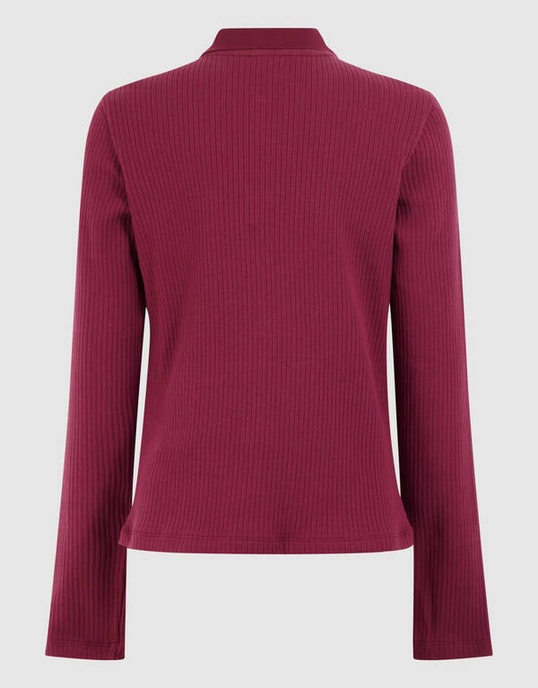 Collar Zip Longsleeve Top Donkerrood SHOEBY GIRLS