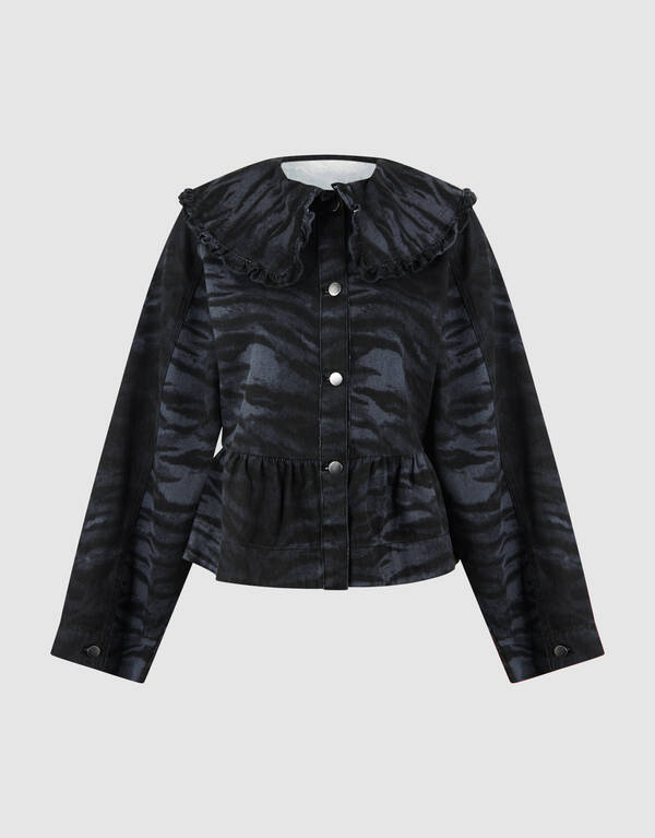 Tiger Collar Bluse Dunkelgrau SHOEBY WOMEN