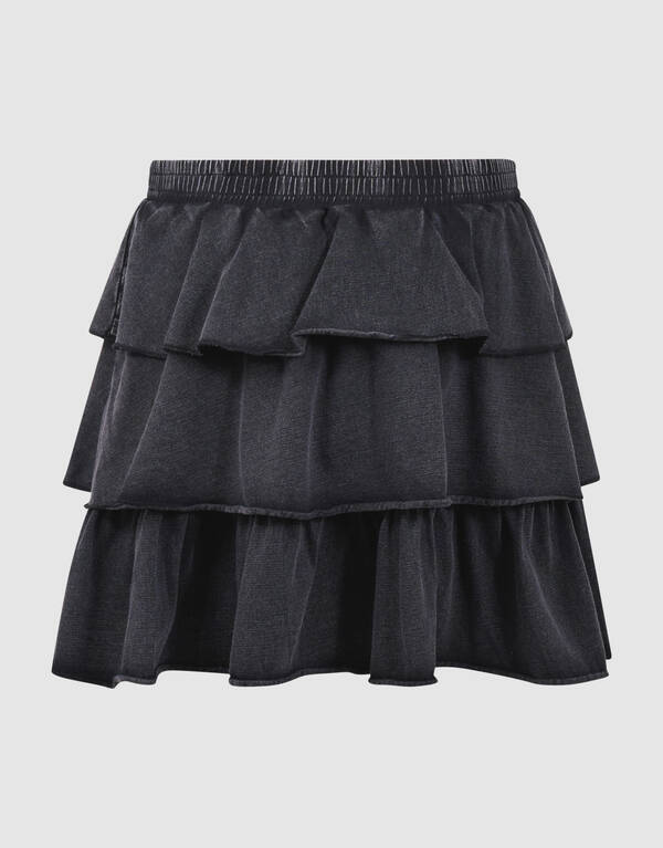 Gewerkelter R&uuml;schen-Minirock Dunkelgrau SHOEBY GIRLS