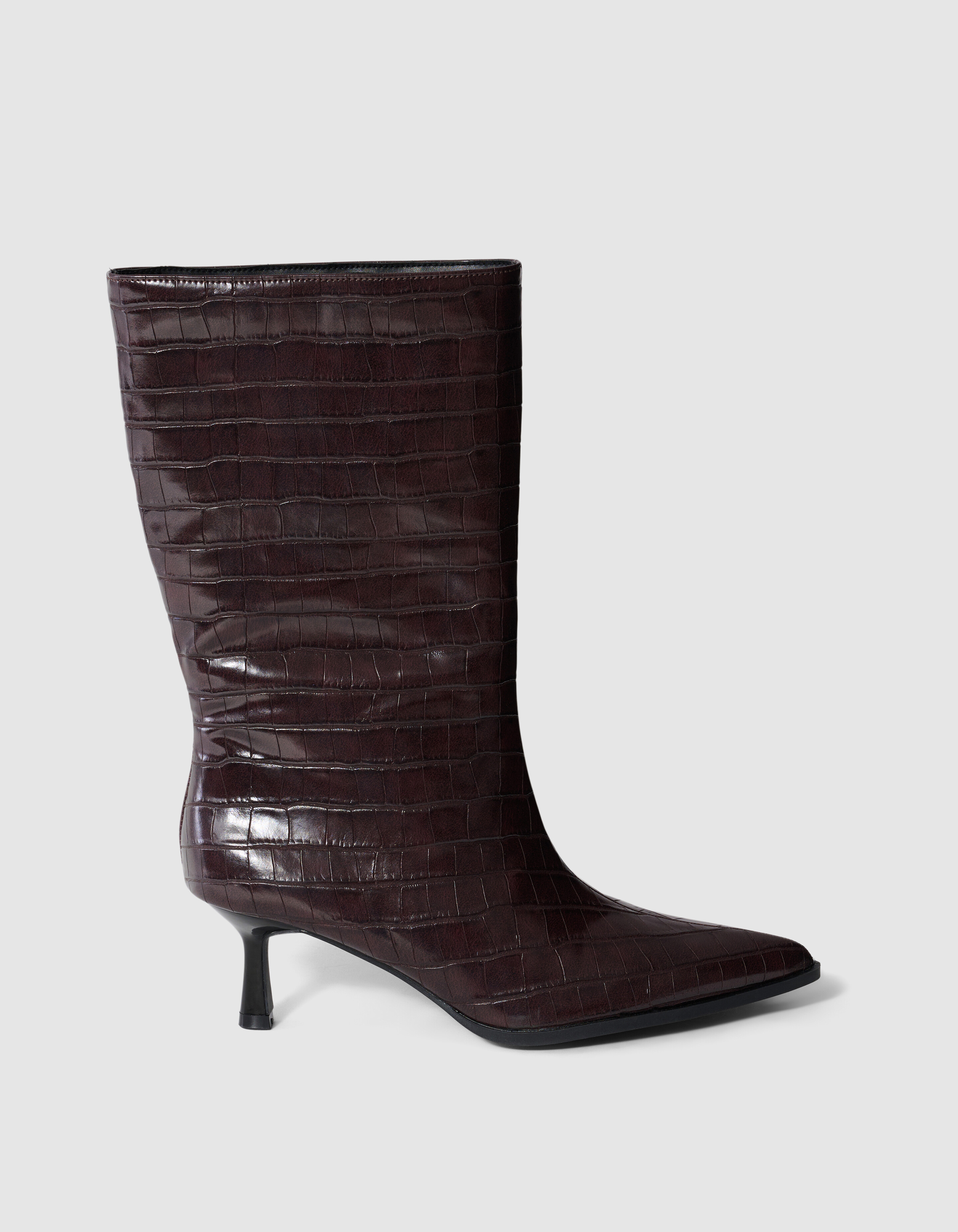 Croco Lackstiefel Dunkelbraun SHOEBY SHOES