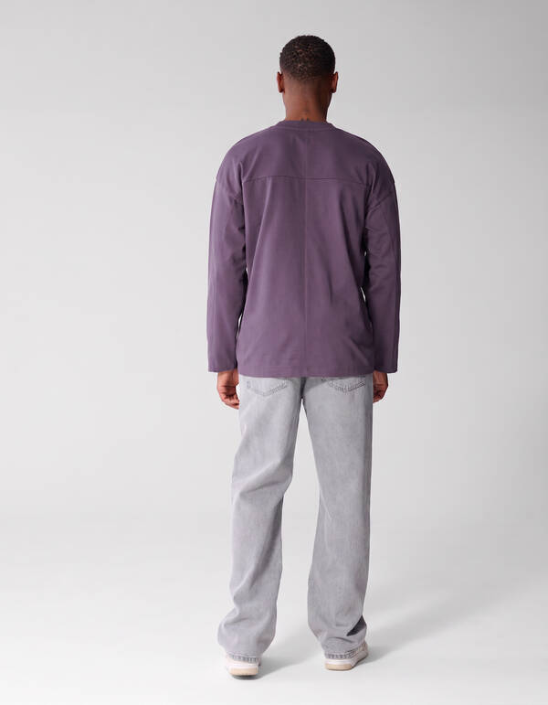 Basic-Langarmshirt in Relaxed Fit lila SHOEBY MEN