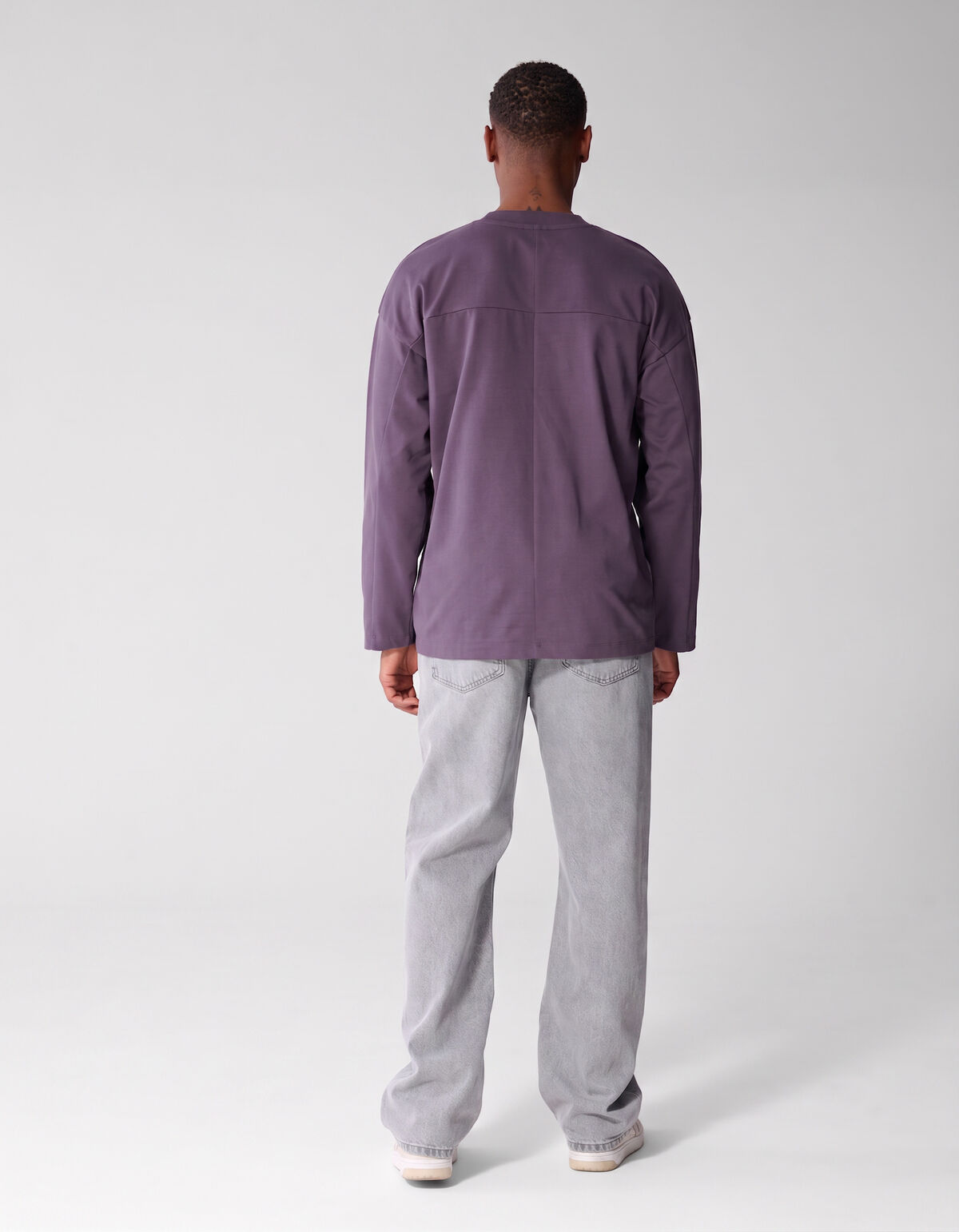 Basic-Langarmshirt in Relaxed Fit lila SHOEBY MEN