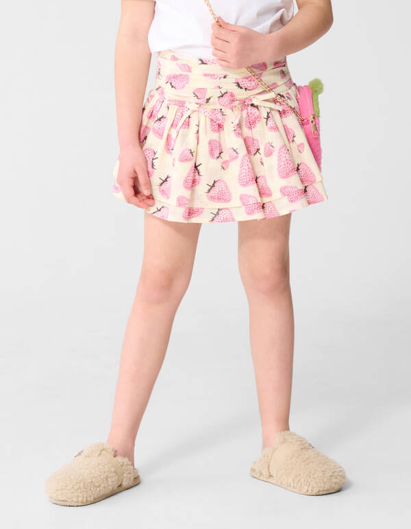 Erdbeerprint Minirock Gebrochen Wei&szlig; SHOEBY GIRLS