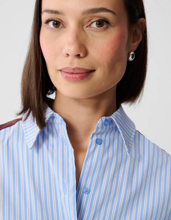 Mix Nadelstreifenbluse Blau/Dunkelrot SHOEBY WOMEN