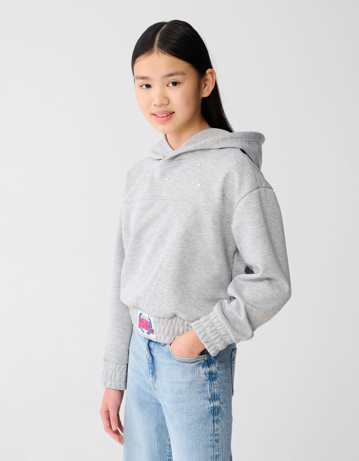 Strass Hoodie Hellgrau SHOEBY GIRLS