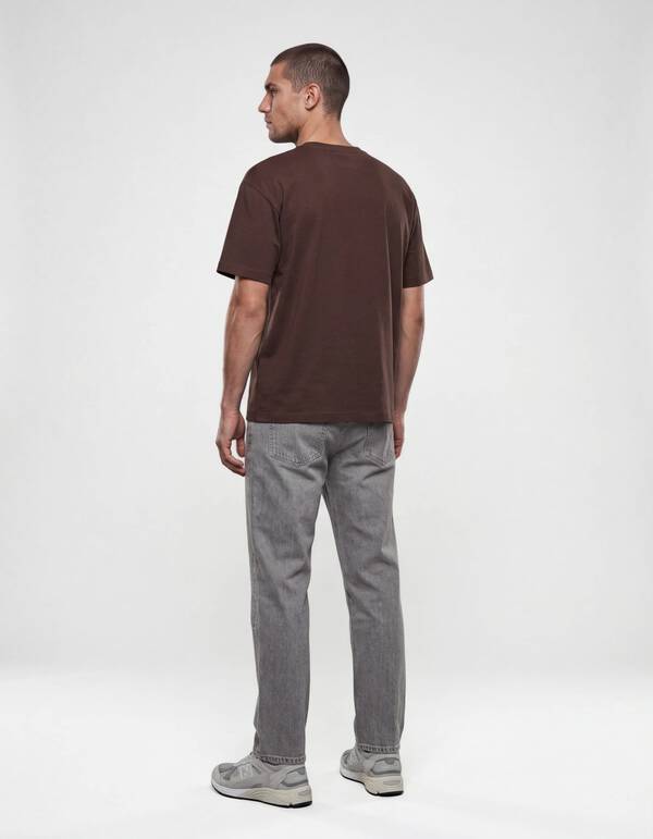 Basis Label T-shirt Donkerbruin SHOEBY MEN