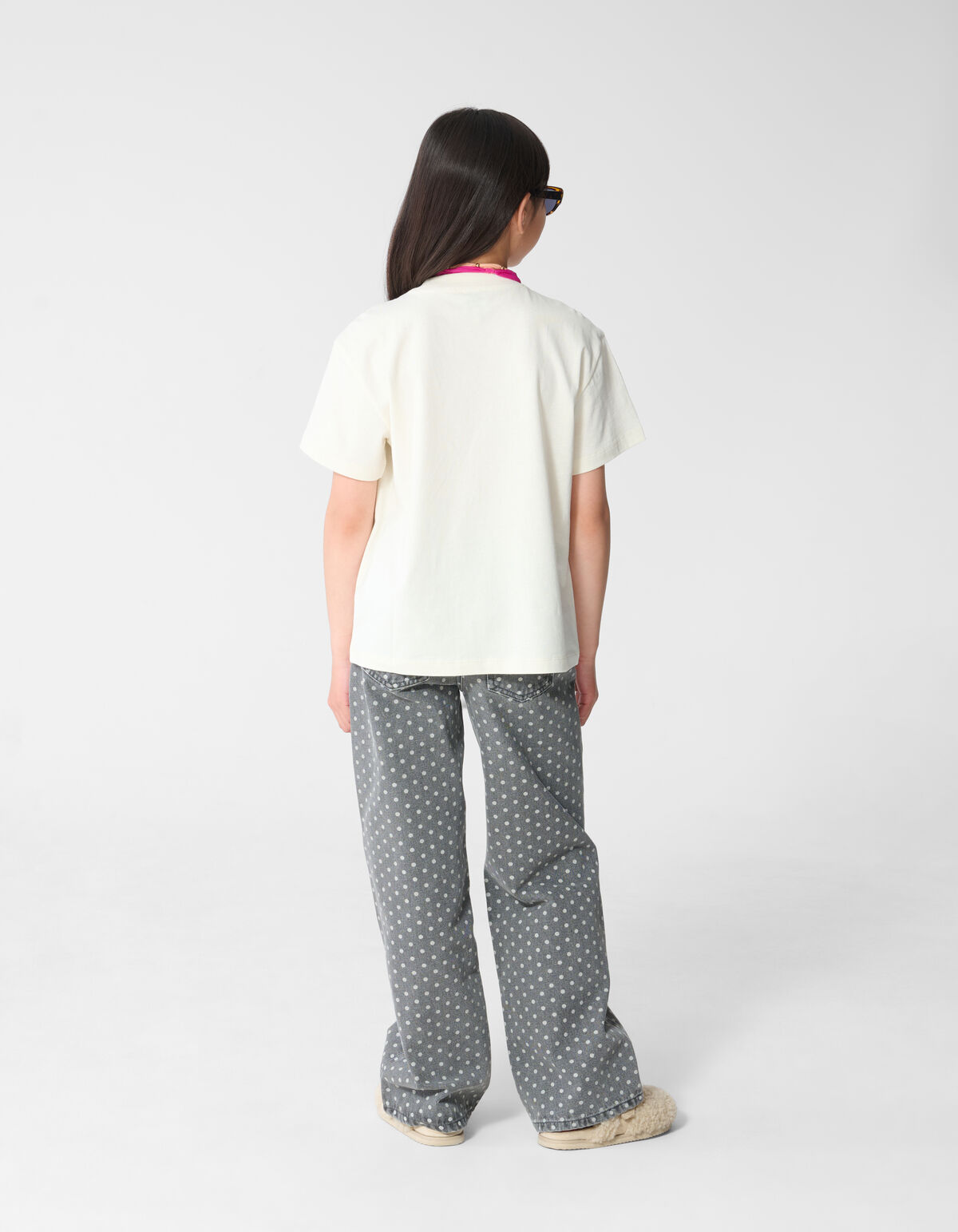 Jeans mit weitem Bein und Punktmuster Grau SHOEBY GIRLS