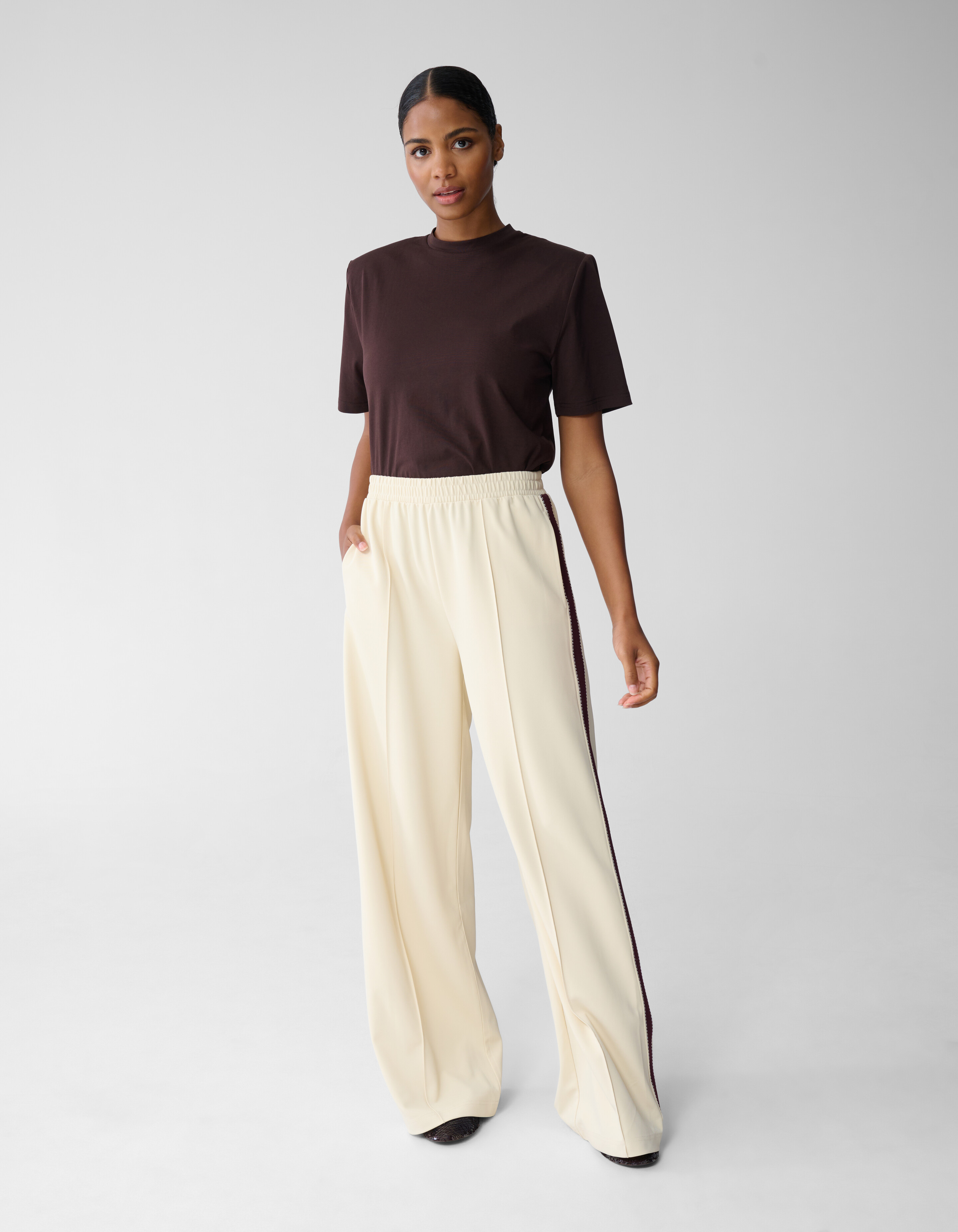 Tape Wide Leg Hose Gebrochenes Weiß SHOEBY WOMEN