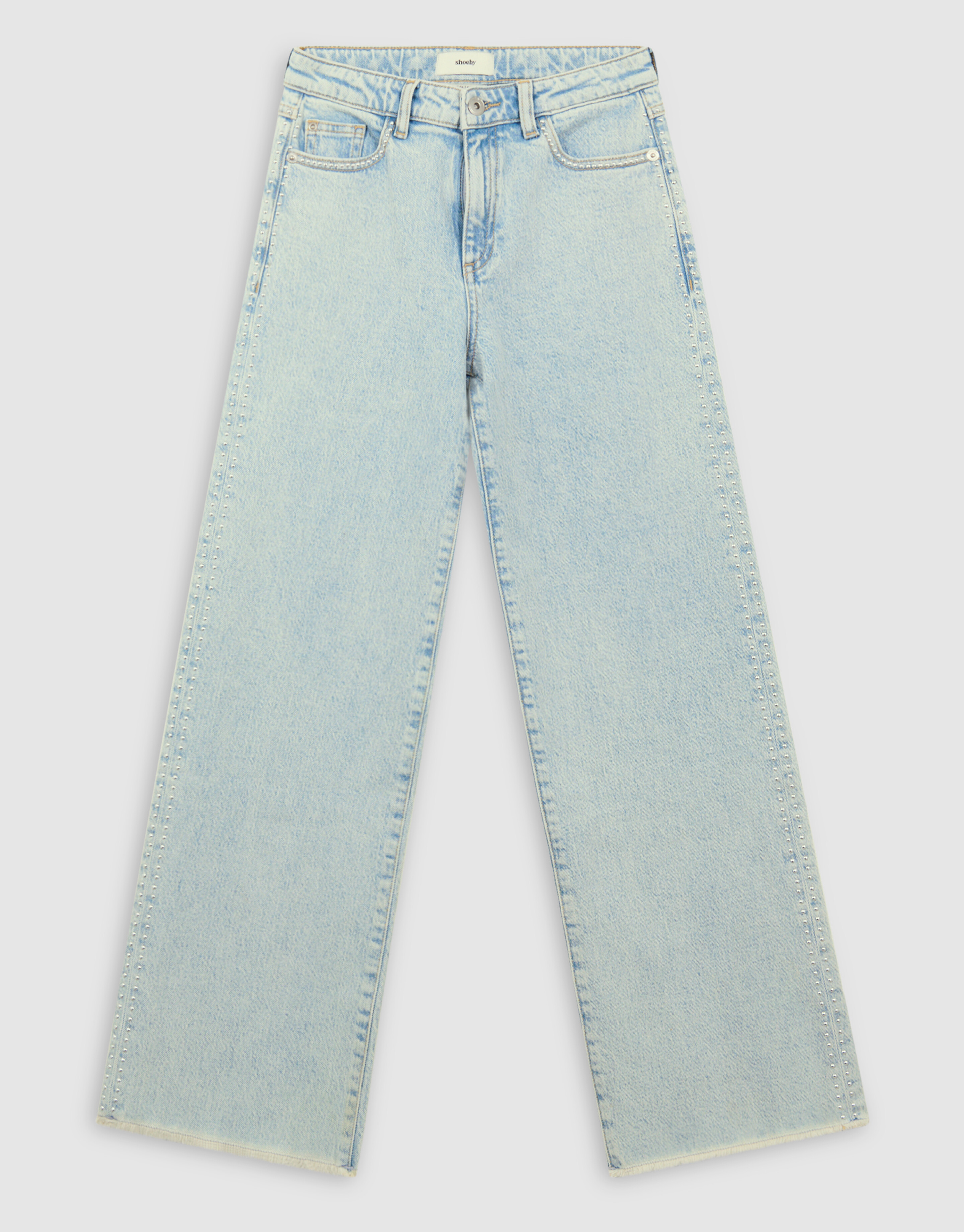 Jeans mit weitem Bein und Nieten, gebleicht SHOEBY GIRLS