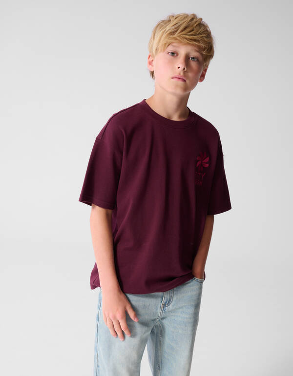 Stay Bold T-Shirt mit auff&auml;lligem Motiv, Dunkelrot SHOEBY BOYS