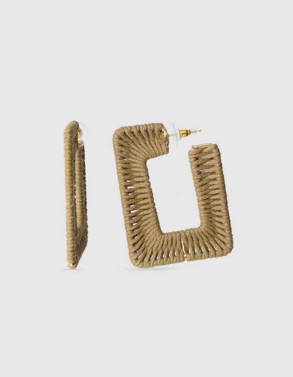 Quadratische Raffia-Ohrringe Gr&uuml;n SHOEBY ACCESSOIRES