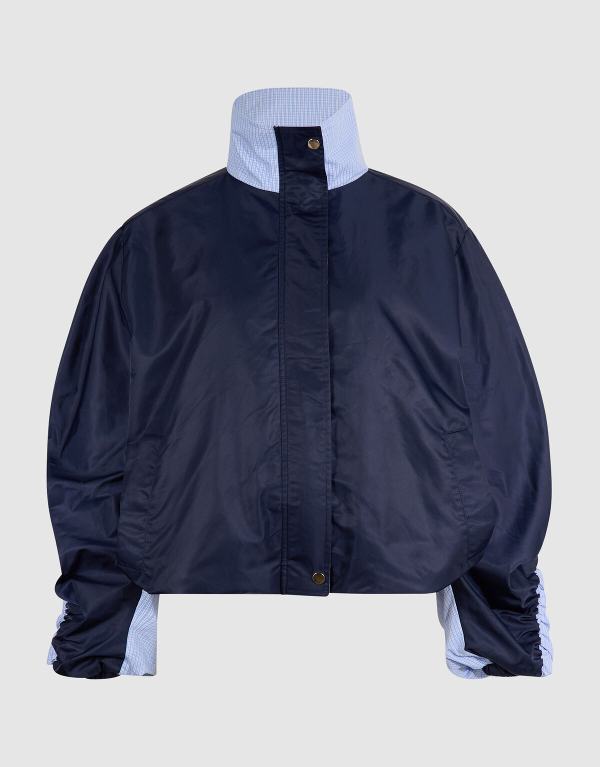 Karierte Satin-Bomberjacke Blau SHOEBY WOMEN