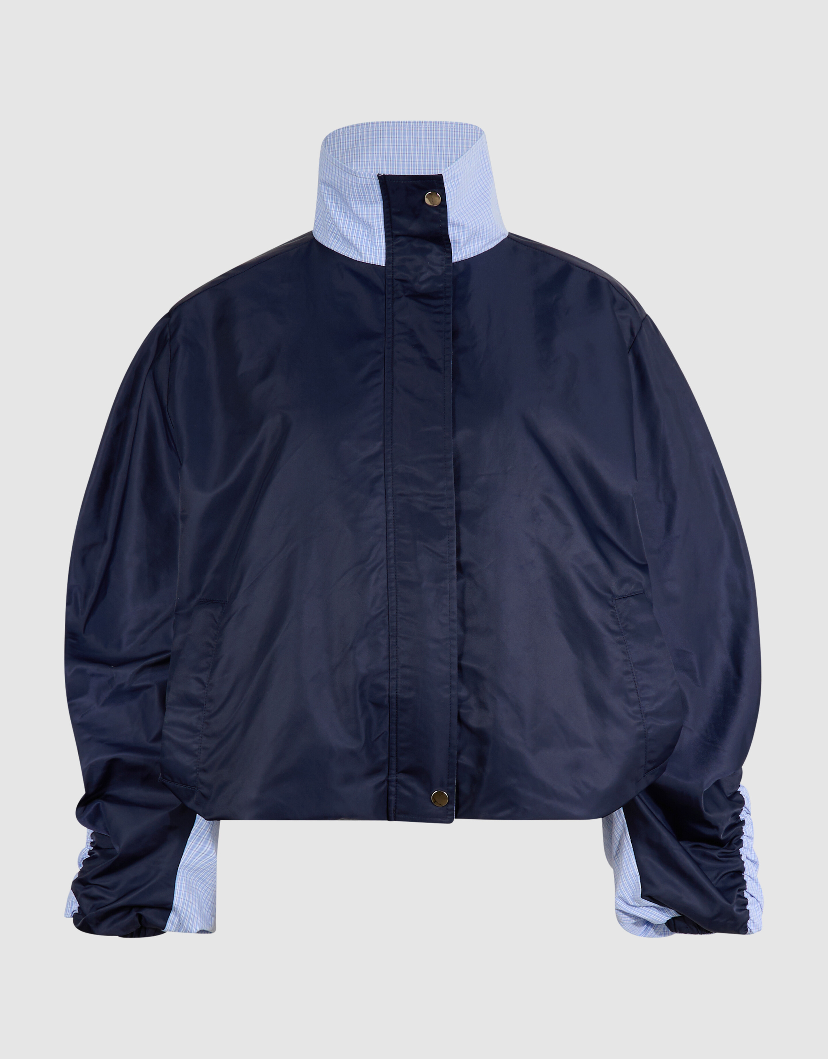 Karierte Satin-Bomberjacke Blau SHOEBY WOMEN