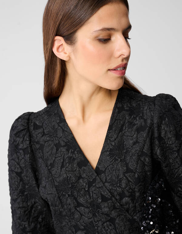 Jacquard-Wickel-Minikleid Schwarz SHOEBY WOMEN