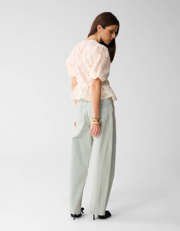 Gebl&uuml;mtes Pailletten-Top Off White SHOEBY WOMEN