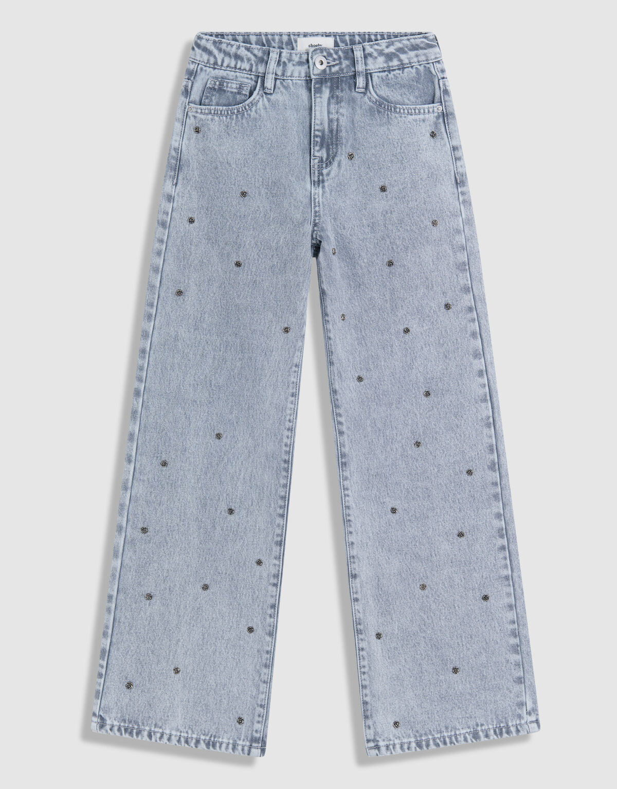 Rose Stud Straight Fit Jeans Hellgrau SHOEBY GIRLS