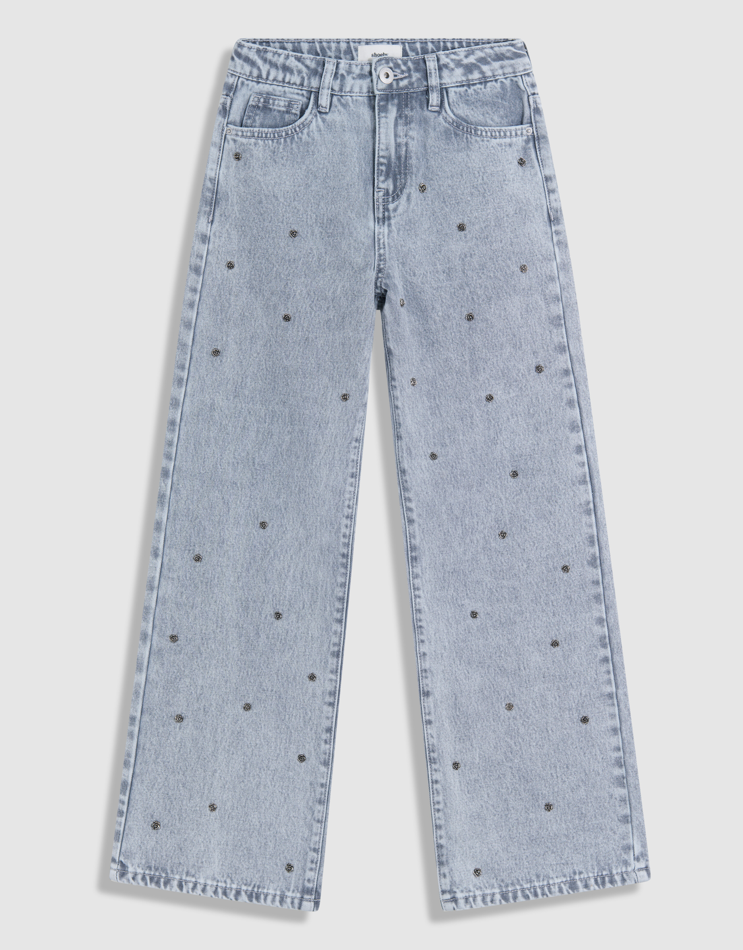 Rose Stud Straight Fit Jeans Hellgrau SHOEBY GIRLS
