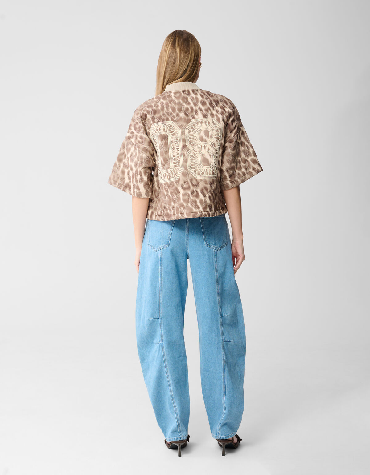 Kurz&auml;rmelige Bomberjacke mit Leopardenmuster Hellb SHOEBY WOMEN