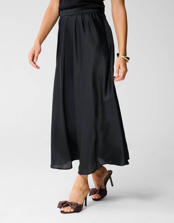 Satinstoff Maxi Rock Schwarz SHOEBY WOMEN