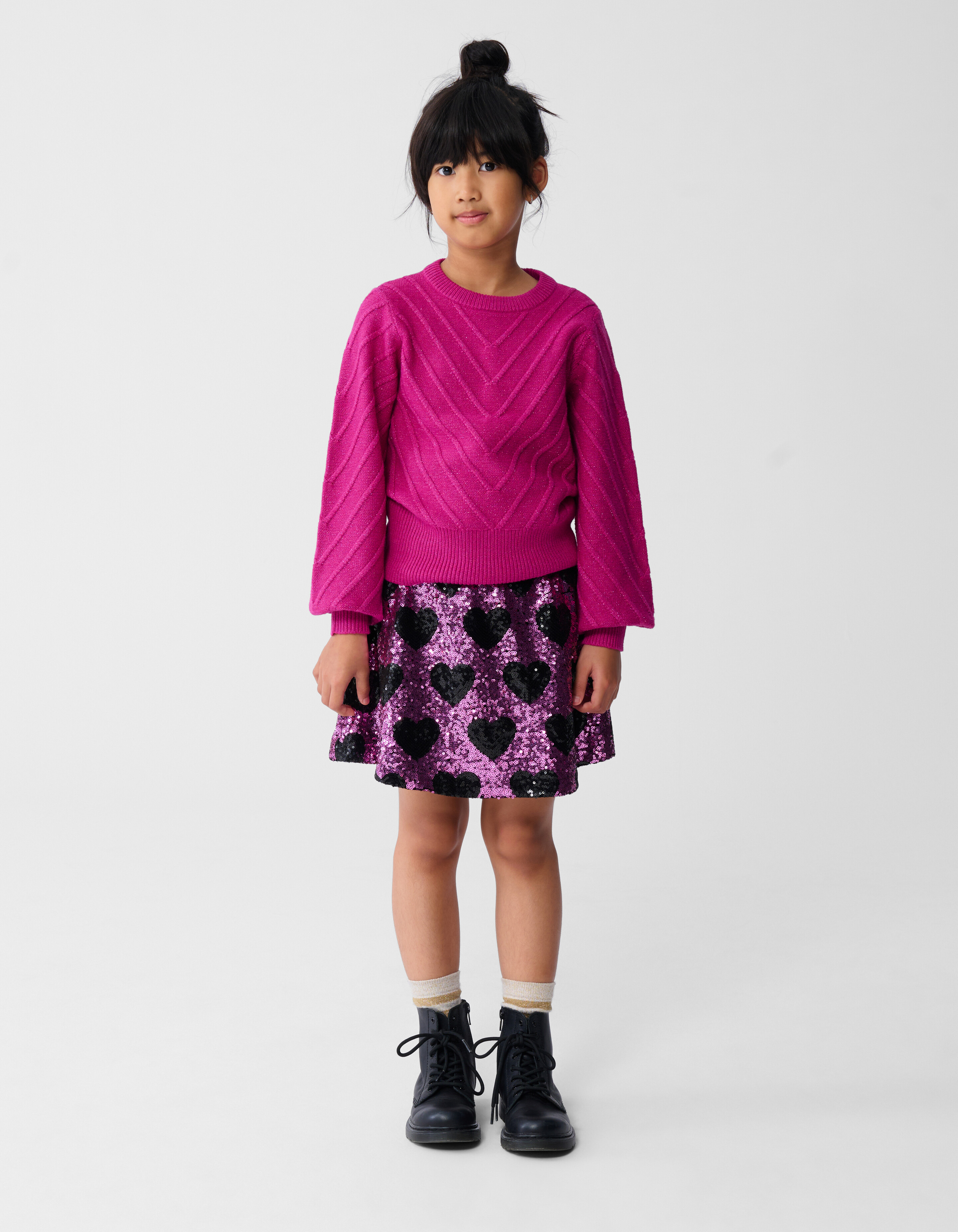 Glitzer-Strickpullover Dunkelrosa SHOEBY GIRLS