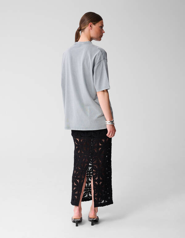 &Uuml;bergro&szlig;es gewaschenes T-shirt Hellgrau SHOEBY WOMEN