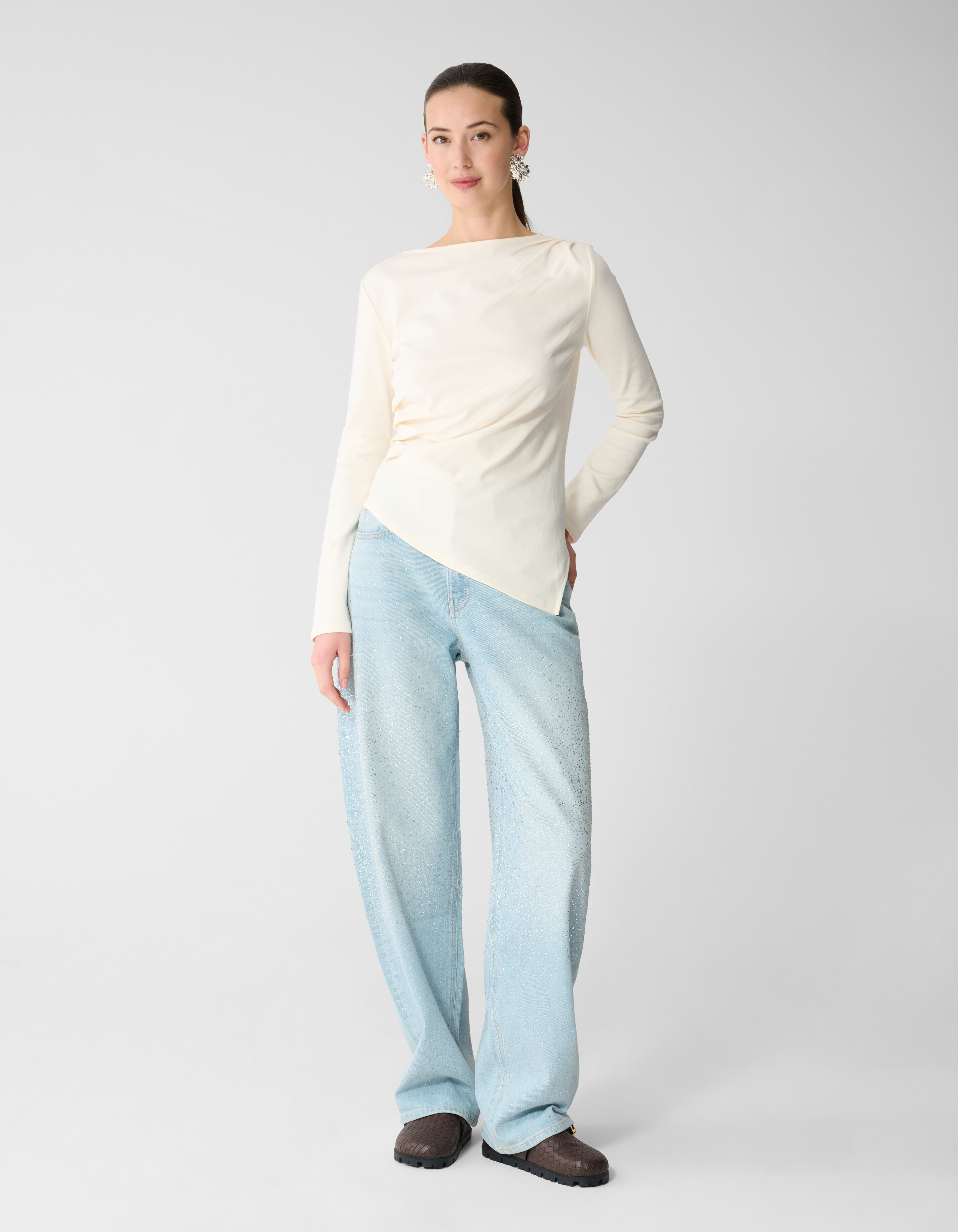 Drape Longsleeve Top Gebroken Wit SHOEBY WOMEN