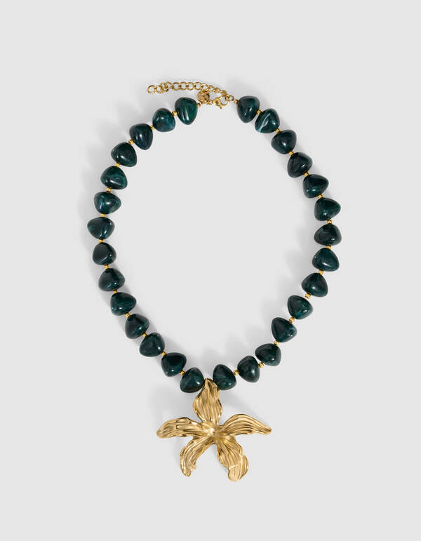 Blumen-Halskette Dunkelgr&uuml;n SHOEBY ACCESSOIRES