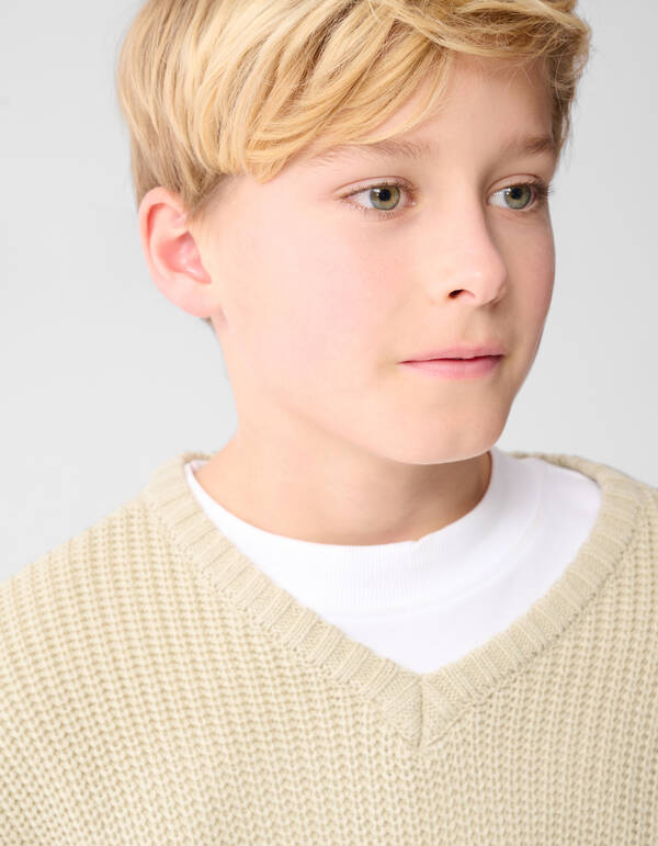 Gestrickter Spencer Beige SHOEBY BOYS