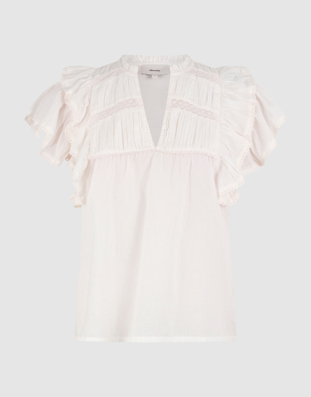 Kanten R&uuml;schen Top Wei&szlig; SHOEBY WOMEN