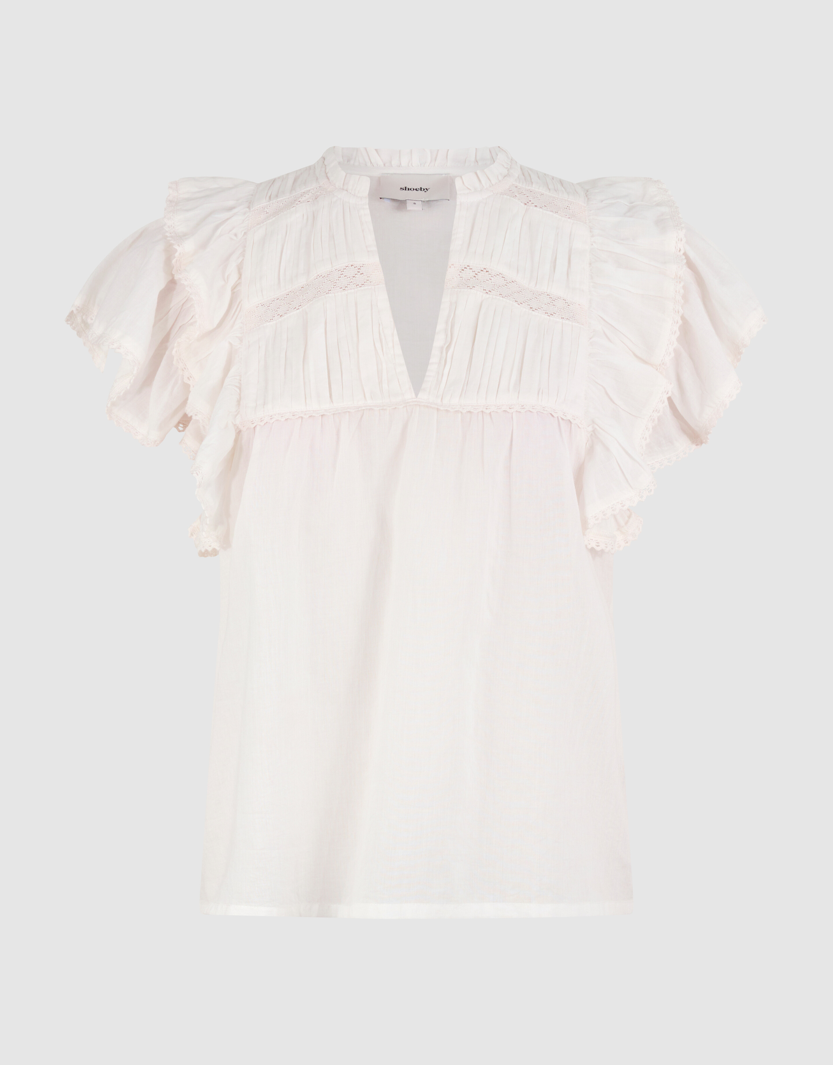 Kanten R&uuml;schen Top Wei&szlig; SHOEBY WOMEN