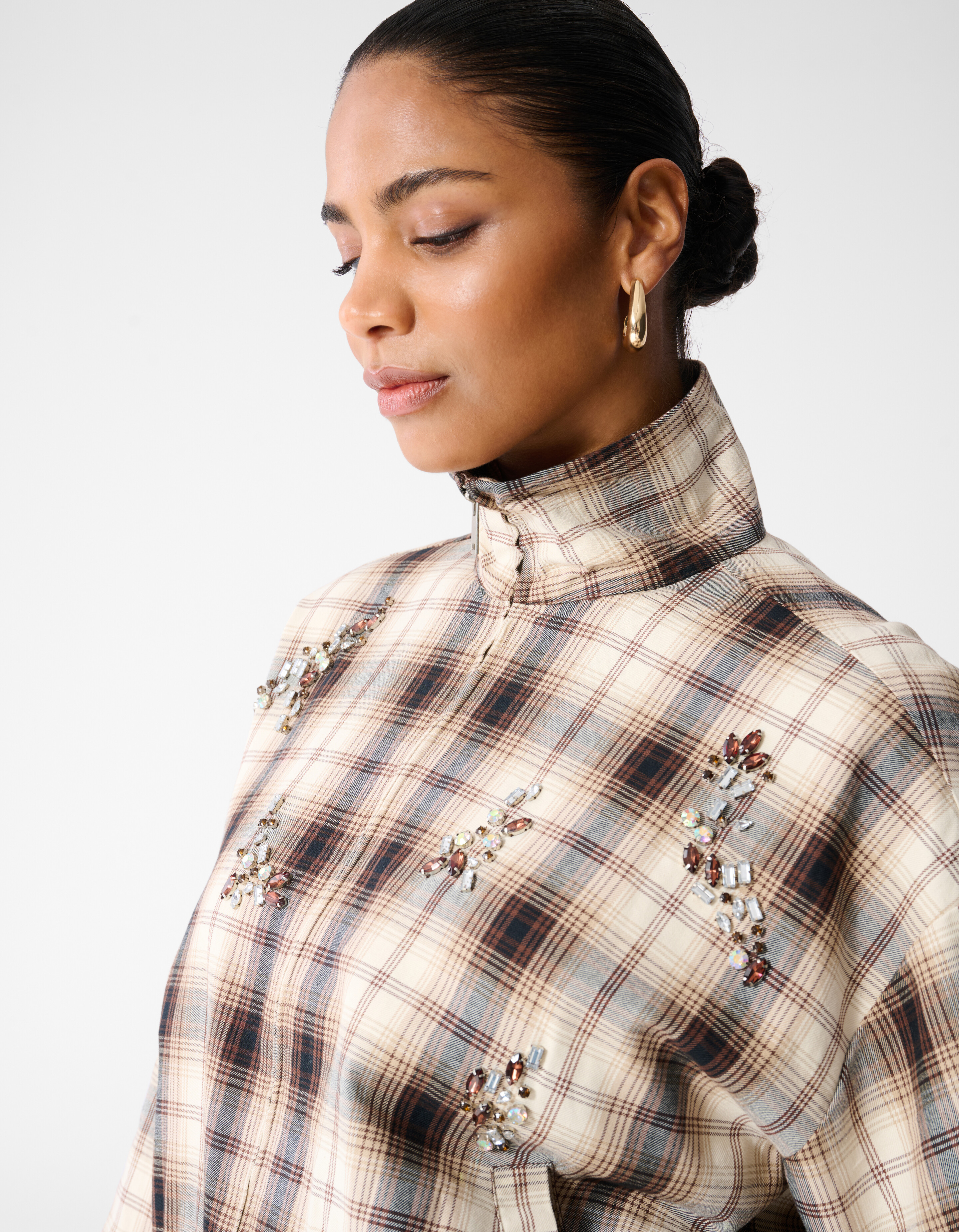 Bomberjacke mit Rautenmuster Braun SHOEBY WOMEN