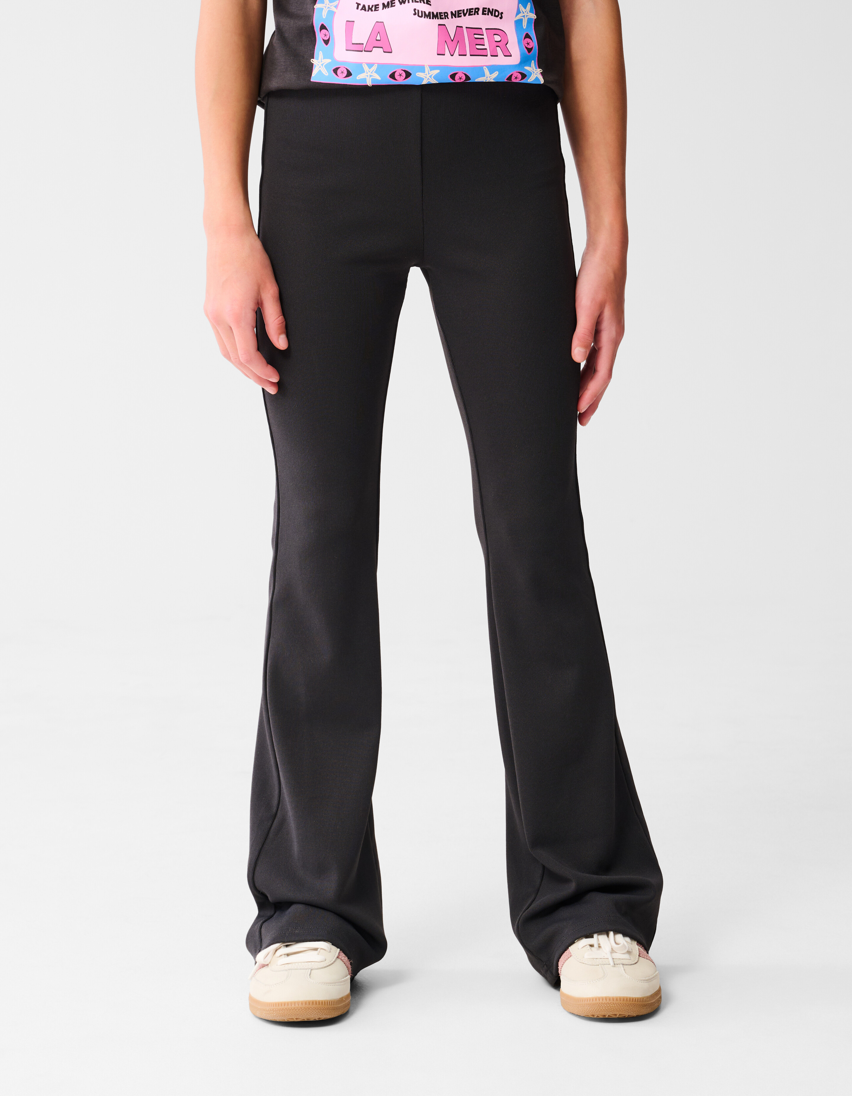 Ripp-Leggings mit ausgestelltem Bein Dunkelgrau SHOEBY GIRLS