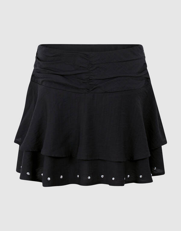 Ruffle Stud Rok Schwarz SHOEBY GIRLS
